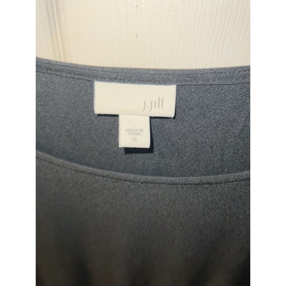 J Jill Babydoll Top Womens Size XL Long Sleeve Rayon Pleated Black Blouse - Picture 4 of 9